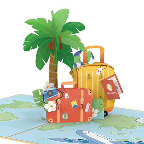 papercrush® Tarjeta de viaje pop-up Buen Viaje – Tarjeta de cupones 3D para vacaciones, luna de miel o maleta – divertido regalo de dinero para la caja de viaje